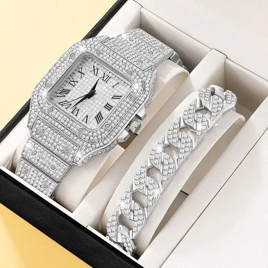 Diamond Watch bracelet  2 Pcs set